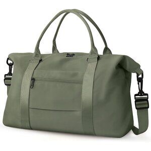 Women Men Green Waterproof Carry On Tote Travel Duffle Bag with Trolley Sleeve